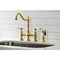 Kingston Brass KS1277PLBS Heritage Bridge Kitchen Faucet W/Brass Sprayer, Brass KS1277PLBS - alternate 2